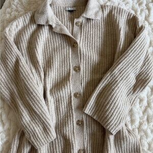 American Eagle Outfitters Tan Ribbed Cardigan sweater